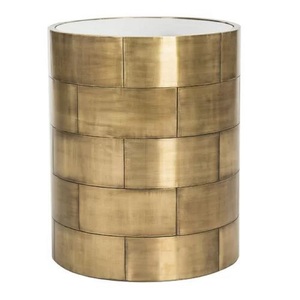 Mesa Auxiliar de Aluminio con Rayas de Alta Calidad, Muebles de Primera Calidad, Detalle Metálico, para Hotel, Hogar, Sala de Estar, Otomana, Latón - Product Image 2
