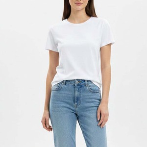 Camiseta de Mujer en Oferta, Corte Ajustado, Color Blanco, Algodón, Tela Suave, Cómoda, Hecha en Pakistán, OEM, Prenda de Moda - Product Image 1