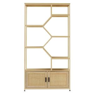 Natural <b>Rattan</b> 7-Tier Bookshelf 39.4 W X 13.8 D X 75.6 H <b>Bookcase</b> Storage Rack Cabinet for Living Room or Home Office - Product Image 5