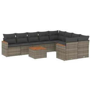 Dark Grey Garden <b>Sofa</b> Set <b>Outdoor</b> <b>Rattan</b> Cushioned Contemporary Furniture - Product Image 2