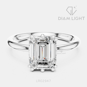 Bague de fiançailles en or blanc 14 carats avec diamant de laboratoire taille émeraude 2,08 carats, couleur F+, clarté VS+, certifiée IGI, idéale pour un cadeau - Product Image 1