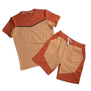Men's Yellow And Green Color Block T-Shirt And Shorts <b>Set</b> Two Piece Crewneck Tee With Matching Shorts Casual Activewear - Product Image 5