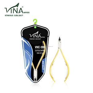 Pinzas para cutículas de uso en salón, herramienta de agarre semicurvada de mandíbula dorada de Vinas para manicura - Product Image 5