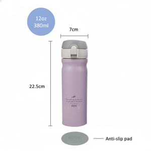 Thermos moderne en acier inoxydable 12 oz/380 ml avec doublure en porcelaine à double paroi, isolation sous vide 4-6 heures, chaud/froid, compatible eau bouillante, couvercle à rabat - Product Image 5
