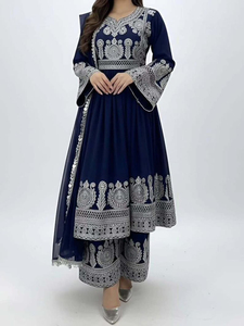 Robe de soirée ethnique en lin Kuchi à manches longues, broderie, design unique, pour mariages formels, festivals, robe Kuchi afghane - Product Image 3