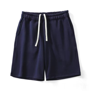 Shorts Bermuda en coton blanc pour homme, taille élastique, décontractés, respirants, tricotés, couleur unie, style jogger - Product Image 4