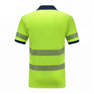 เสื้อโปโลสะท้อนแสงสีดำสำหรับผู้ชาย ระบายอากาศได้ดี แถบสะท้อนแสงมองเห็นได้ชัดเจน ชุดทำงานแบบไร้รอยต่อ วัสดุโพลีเอสเตอร์ - Product Image 3