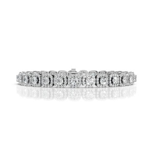 Bracelet tennis Halo Diamant en or blanc 14 carats, serti de diamants brillants, bijou raffiné et pièce maîtresse avec fermoir boîte sécurisé - Product Image 1