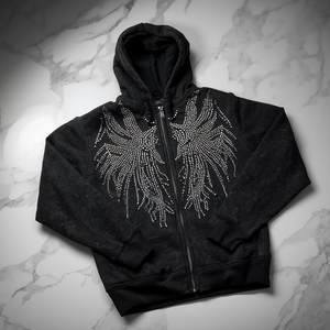 Unisex <b>Rhinestone</b> Zip Up Hoodie Sparkly Full Zip Sweatshirt Streetwear Fashion Hooded <b>Jacket</b> Casual Wear Men Women Custom Logo - Product Image 3