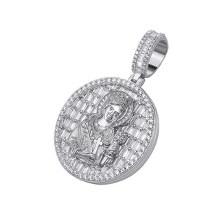 Pendentif religieux personnalisé en argent 925 plaqué or avec moissanite et zircon, motif Jésus, pour homme - Product Image 3