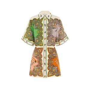 Vestido Midi Trippy Troppi Sana Crafts con Estampados Personalizados, Estilo Playero Natural, Hecho a Mano, 100% Algodón, Cuello en V - Product Image 4