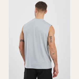 Camiseta Deportiva Personalizada al por Mayor con Logotipo, Talla Grande, para Gimnasio y Fitness, Camiseta Deportiva Corta sin Mangas de Algodón Personalizada para Hombre, Camiseta Deportiva Ajustada para Gimnasio - Product Image 2