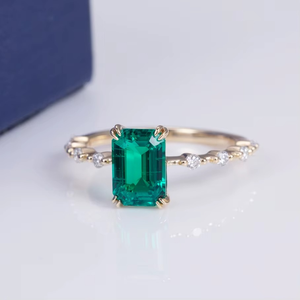 CONCEPTION 925 <b>Silver</b> 18k Gold Luxy <b>Emerald</b> Stone Custom Women Jewelry Moissnaite <b>Ring</b> For Womens - Product Image 2