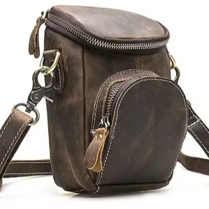 Vintage Genuine Leather Waist Bag Crossbody <b>Camera</b> Pouch Zipper Shoulder Satchel Custom Color Logo for Outdoor - Product Image 1