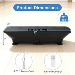 Plateforme vibrante d'exercice, 10 niveaux de vitesse, télécommande, fonction musicale, 440 LBS, matériau ABS, utilisation en salle de sport - Product Image 4