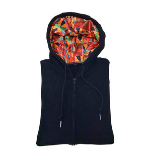 Sudadera con Capucha Interior de Satén Marrón Rosa con Estampado de Puño, Unisex, Casual, de Algodón Tejido para Otoño, Ajuste Regular - Product Image 4