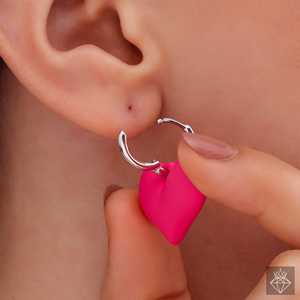 PRAO Néon Rose Coeur Huggie Boucles D'oreilles Mode Acrylique Enduit Bijoux - Product Image 2