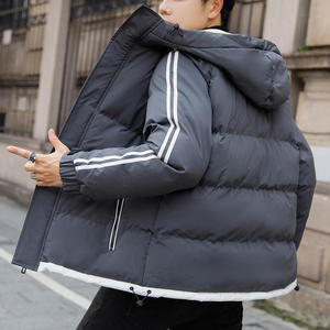 Best Selling High Quality Custom Made Solid Color Men's Puffer Jacket Hooded <b>Winter</b> Outdoor Use - Product Image 4
