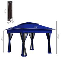 Tonnelle escamotable bleue 11 x 11 avec protection UV, pour événements extérieurs, patio, jardin, avec filet zippé et sac de transport