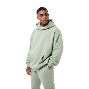 <b>Oversized</b> 380gsm Fleece Pullover <b>Hoodie</b> Winter Men's 100% Cotton Eco-Friendly Washed Solid Pocket Design Drop Shoulder - Product Image 1