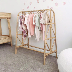 Best seller rattan display stand racks <b>for</b> baby clothing boutique store shops handmade natural clothes rack - Product Image 5