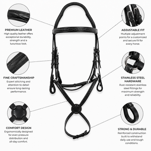 Bridon d'équitation en cuir pour cheval, confortable, réglable, pour l'entraînement, équipement équestre durable - Product Image 2