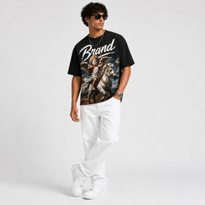 Camiseta Corta Glory Personalizada con Estampado Gráfico Negro, 100% Algodón, Estilo Moderno, Manga Corta, Impresión DTG, Unisex - Product Image 3