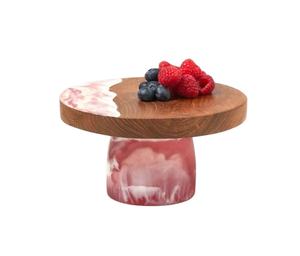 Resin Finishing Wooden <b>Cake</b> Stand Fruits <b>Cake</b> <b>Server</b> Round <b>Cake</b> Serving Stand Resin and Wood for Wedding and Birthday Parties - Product Image 1