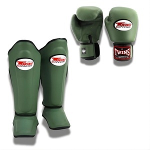 Set de Guantes y Espinilleras de Boxeo Muay Thai Twins, Cuero Premium, Transpirable, Ligero, Correa de Muñeca Ajustable, Agarre Antideslizante - Product Image 2