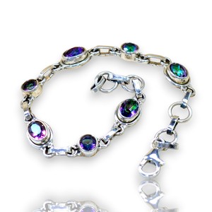 Pulsera de piedras preciosas de topacio místico, brazaletes de tendencia de diamantes de aspecto antiguo, joyería de plata de ley 925 de Grado Superior Multi - Product Image 1