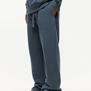 Men's Dark Gray Cotton Sweatpants Elastic Waist <b>Drawstring</b> Casual Joggers Side Pockets Midweight Knitted Autumn Wear - Product Image 2