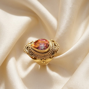 Pink Tourmaline <b>Ring</b> <b>925</b> Sterling <b>Silver</b> Rose &Yellow Gold Plated Vintage Boho Statement Handmade Gemstone Women Jewelry for Her - Product Image 4