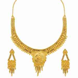Wholesale 14K 18K 24K Dye Gold Filled Short Fashion Necklaces, Traditional Design Jewelry Set, Brass Dye Gold Dubai Jewelry Set. - Product Image 3