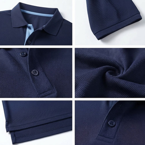 Chemises imprimées en polyester/coton pour hommes avec poche anti-plis et manches courtes, polos pour hommes - Product Image 3