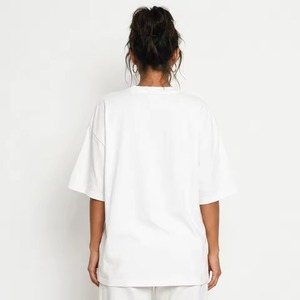Camiseta Blanca Oversize para Mujer, Corte Holgado, Hombros Caídos, Cuello Redondo, Manga Corta, Informal, Verano, Talla Grande, Algodón - Product Image 2