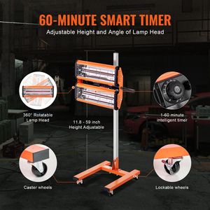 Lampada di Polimerizzazione a Infrarossi 2200W, Timer 1.6 min, Area di Essiccazione 5.17 Piedi Quadrati, Riscaldamento Automatico, Supporto per Luci Auto, Cabina di Verniciatura a Spruzzo, Luci IR - Product Image 4
