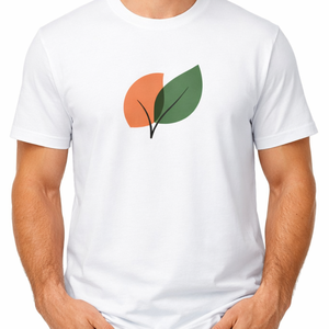 Top selling Men’s <b>White</b> T-Shirt | Minimalist Dual Leaf Graphic Print | Premium Short Sleeve Casual Summer <b>Tee</b> - Product Image 2