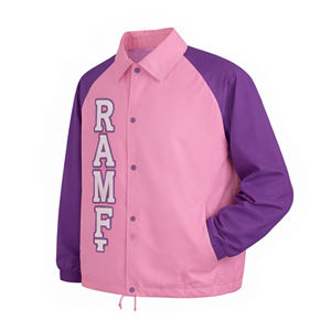 เสื้อแจ็คเก็ตโค้ชผู้ชายแบบขายส่งสำหรับกิจกรรมกลางแจ้ง ติดกระดุมแบบ Snap  บุซับใน ผ้าไนลอนเงา  แบบสั่งทำพิเศษ น้ำหนักเบา พร้อมเชือกผูกกันลม - Product Image 1