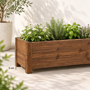Jardinière rectangulaire rustique en bois surélevée marron pour plantes et légumes d'extérieur - Product Image 3