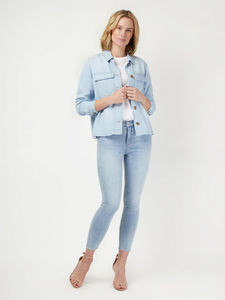 Chaqueta vaquera de mujer con mangas abullonadas, diseño elegante y femenino, ropa exterior de mezclilla al por mayor - Product Image 4
