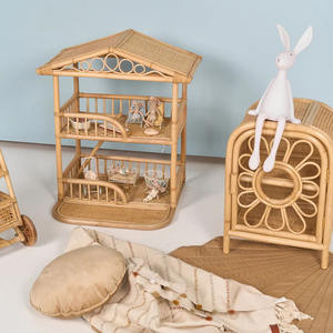 Casa de muñecas de ratán para niños, juguetes naturales, mini casas pequeñas para muñecas, juego de simulación - Product Image 4