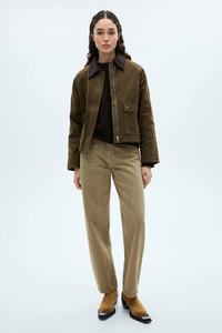Nouvelle veste en toile vert olive pour femme, style décontracté, manteau de travail, vêtement d'extérieur en coton doux, fermeture éclair simple, poches, haut tendance pour femme - Product Image 3