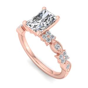 Bague de fiançailles de luxe en or rose avec diamant taille radiant, style <span class=keywords><strong>vintage</strong></span>, sertie de milgrain, bande marquise, ensemble de mariage, bijoux fantaisie pour femme, cadeau - Product Image 4