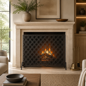 Malla Metálica Decorativa Arabescada para Chimenea, Protector de Chispas Independiente, Cubierta Protectora de Malla Resistente para Hogar - Product Image 1