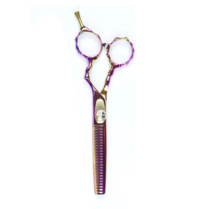 Ciseaux de coiffure professionnels japonais en acier inoxydable à dents fines, pour droitiers, finition or violet - Product Image 4
