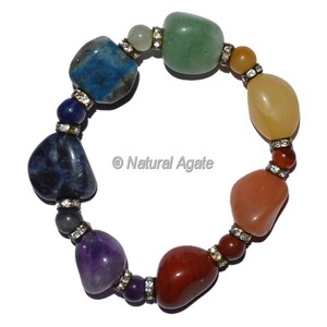 Obtenez un bracelet en pierre de lave naturelle avec sept chakras et des perles de 8 mm en ligne - Vente en gros de pierres naturelles - Product Image 4