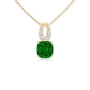 14K <b>Solid</b> <b>Gold</b> Natural Emerald Cushion Emerald <b>Pendant</b> With Diamonds Classic Fine Jewellery Anniversary Gift For Her 2026 - Product Image 1