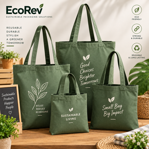 EcoRev Nonwoven Reusable Tote <b>Bag</b> Eco-Friendly Durable Customizable Logo Digital Printing Shoulder Handle Sustainable Business - Product Image 1