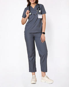 Ensemble d'uniformes médicaux personnalisés unisexes d'été pour infirmières, médecins, esthéticiennes, hôpitaux, à manches courtes et extensibles - Product Image 4