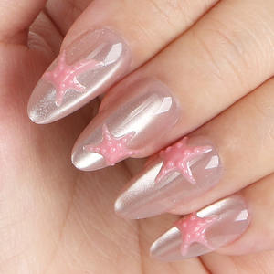 Ongles artificiels de luxe français en forme d'amande/carrés, en ABS, à presser, sans colle, pour un look naturel personnalisé, pour salon de manucure - Product Image 1